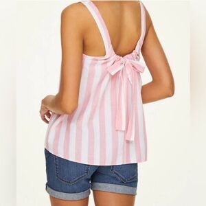 NWT *COQUETTE-GIRL* SZ L Loft Paris-Pink Wide Stripe Top With Bow Back